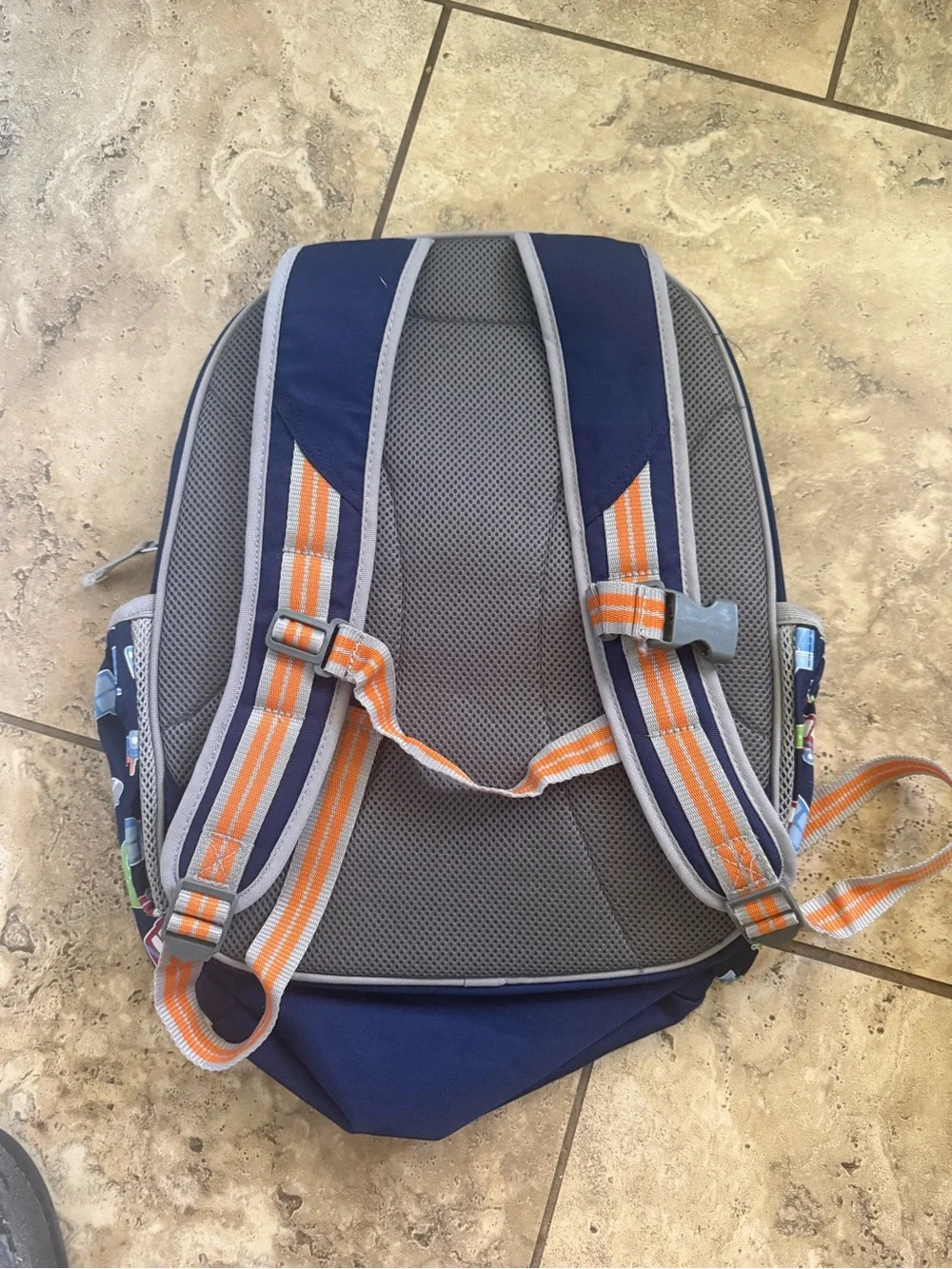 Pottery Barn Kids Navy Blue Backpack and Lunchbox Set with Transportation Print